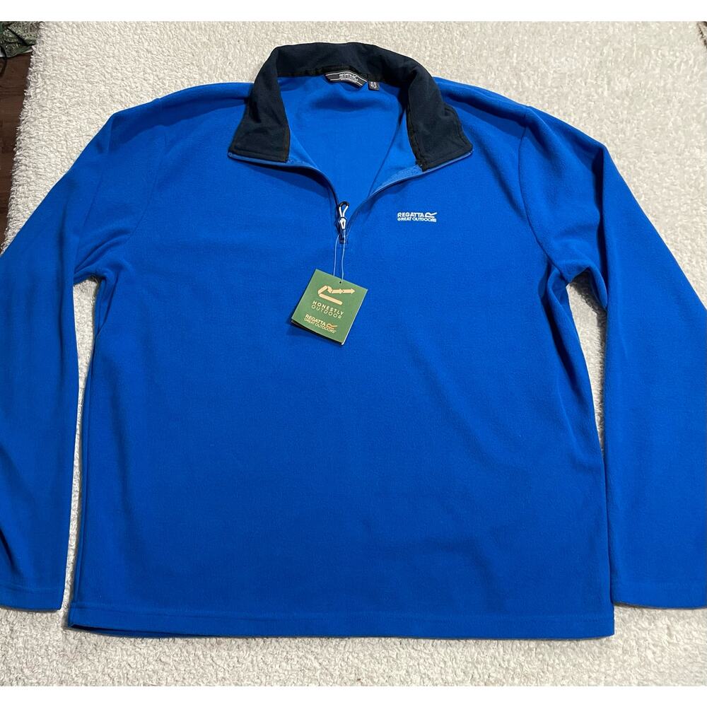NWT Regatta Great Outdoors Mens Size XL Quarter Zip Fleece Athletic Blue